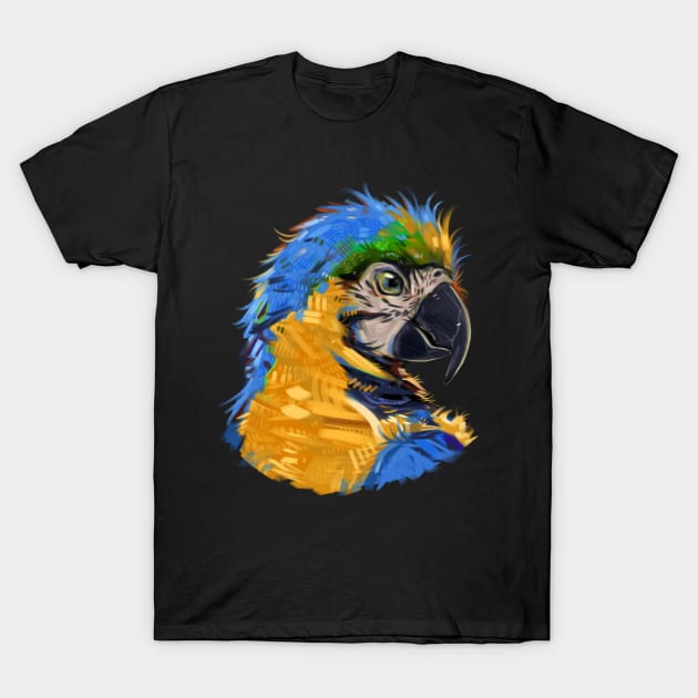 Artistic Blue Macaw T-Shirt by Claire Lin